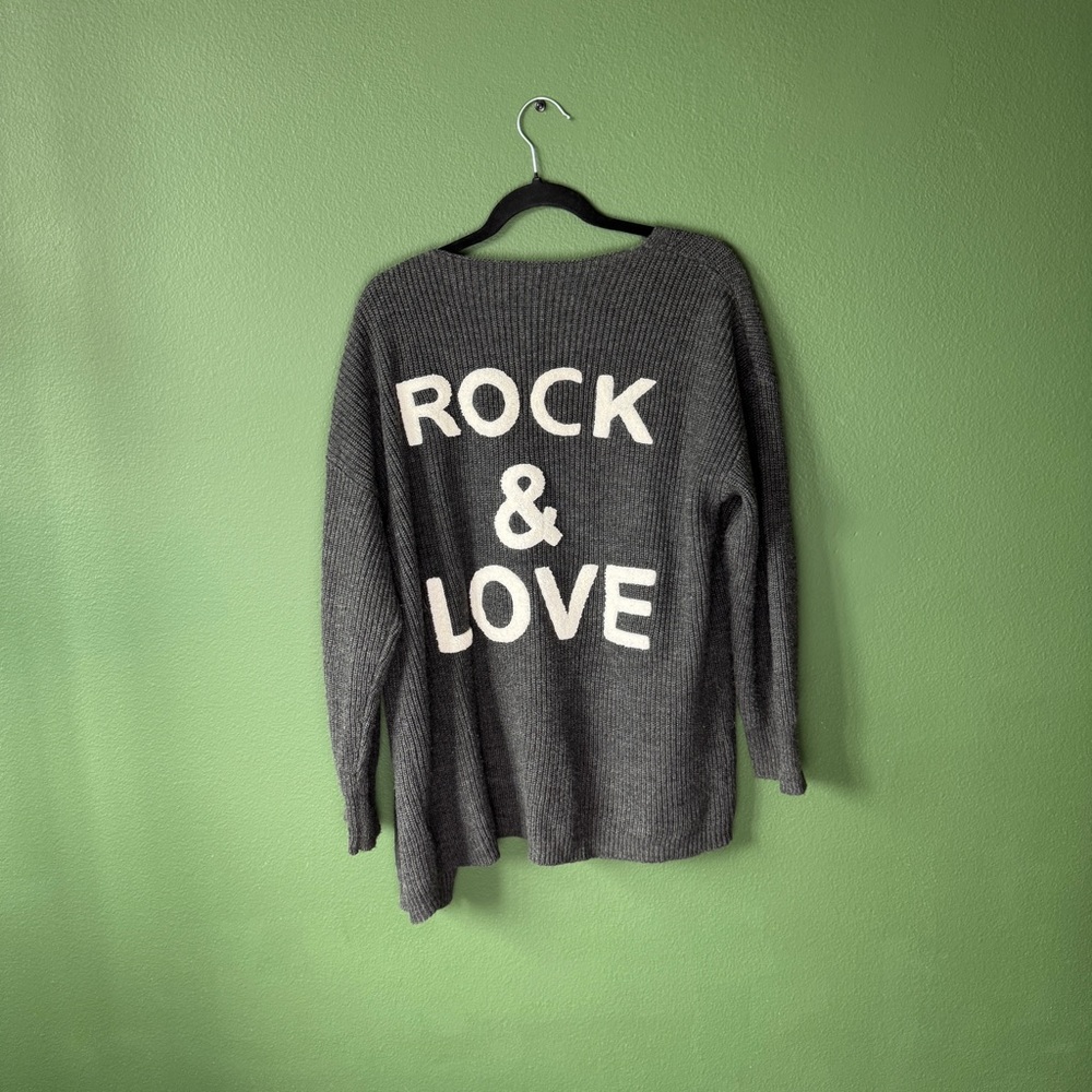 Shein Letter Batwing Sleeve Cardigan Gray Size XS